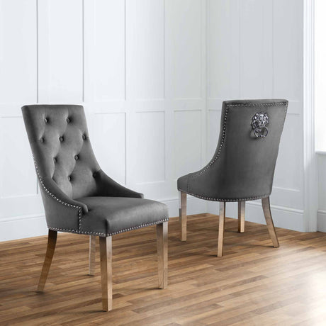 Julian Bowen Dining Chairs Gladstone Lion Head Chairs - Sold in pairs