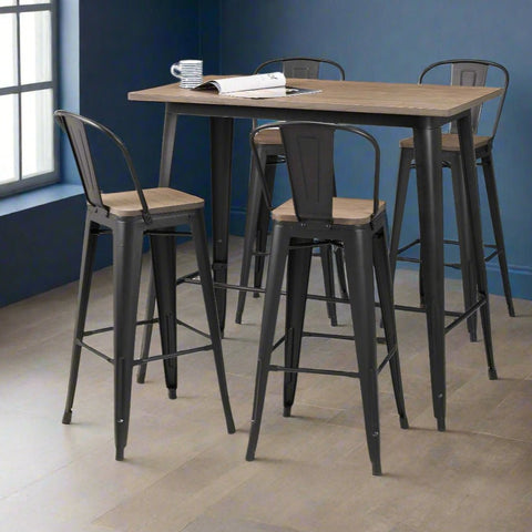 Metal and Wood Bar Stool