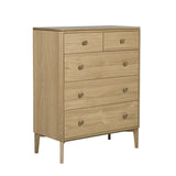 Vida Living Chest of Drawers Hadley Medium Natural 5 Drawer Chest of Drawers