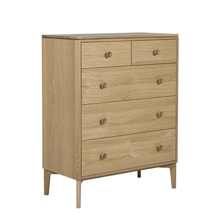 Vida Living Chest of Drawers Hadley Medium Natural 5 Drawer Chest of Drawers