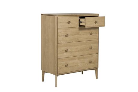 Vida Living Chest of Drawers Hadley Medium Natural 5 Drawer Chest of Drawers