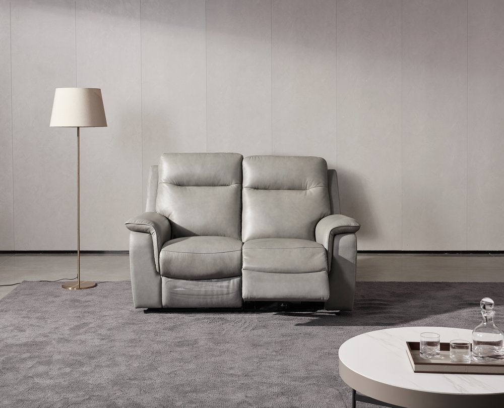 Earth Collection Reclining Sofas Grey Leather Havilah Electric Reclining 2 Seater Sofa