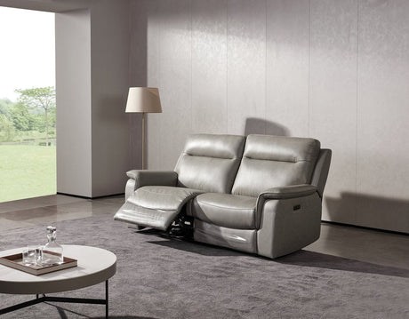 Earth Collection Reclining Sofas Grey Leather Havilah Electric Reclining 3 Seater Sofa