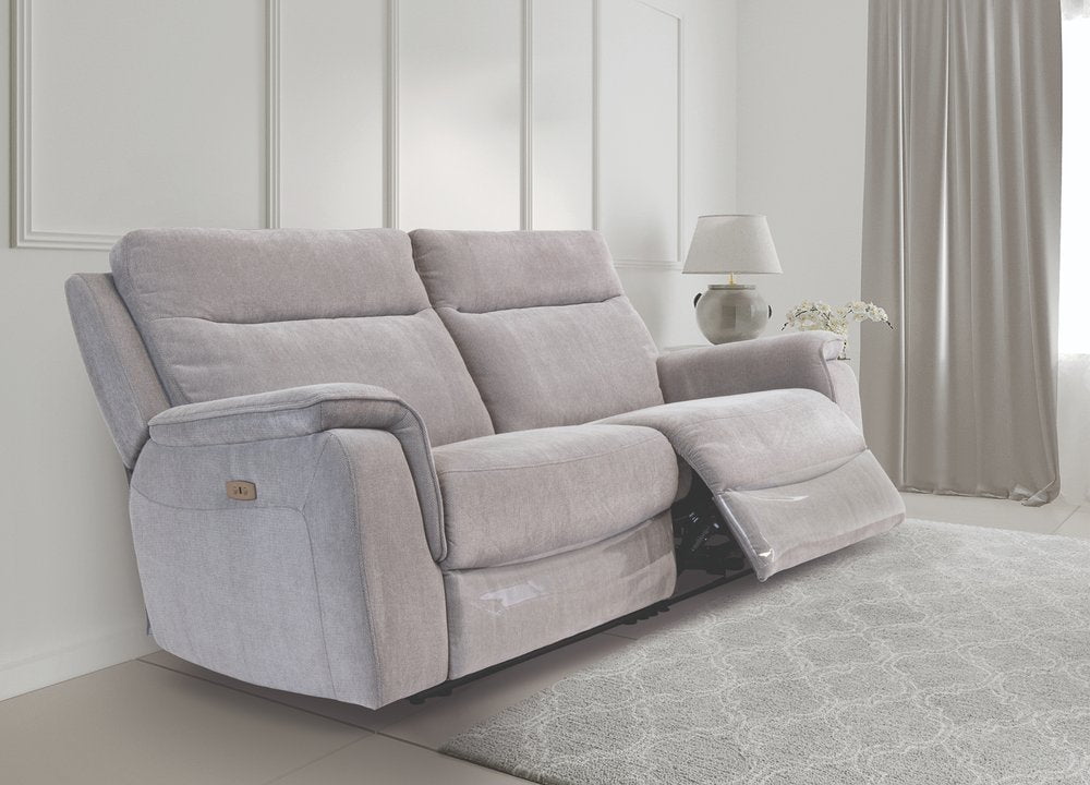 Earth Collection Reclining Sofas Silver Grey Havilah Electric Reclining 3 Seater Sofa