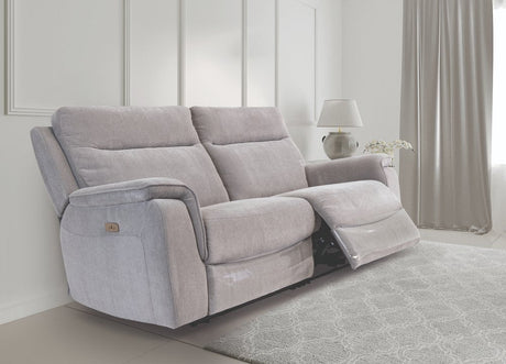Earth Collection Reclining Sofas Silver Grey Havilah Electric Reclining 3 Seater Sofa