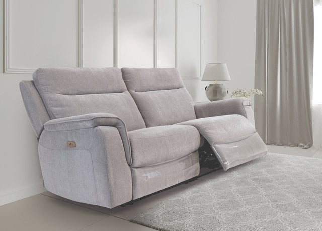 Earth Collection Reclining Sofas Silver Grey Havilah Electric Reclining 3 Seater Sofa