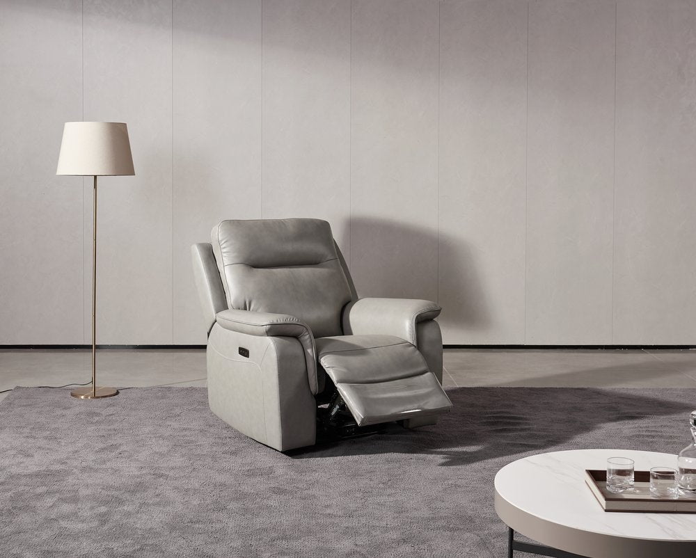Earth Collection Recliners Grey Leather Havilah Electric Reclining Chair