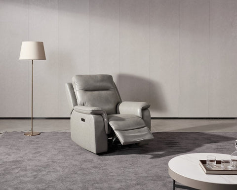 Earth Collection Recliners Grey Leather Havilah Electric Reclining Chair