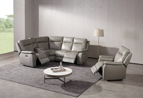 Earth Collection Reclining Sofas Grey Leather Havilah Electric Reclining Corner Sofa
