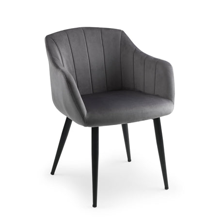 Julian Bowen Dining Chairs Hobart Scalloped Dining Chairs - Grey - Sold in pairs