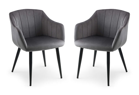 Julian Bowen Dining Chairs Hobart Scalloped Dining Chairs - Grey - Sold in pairs