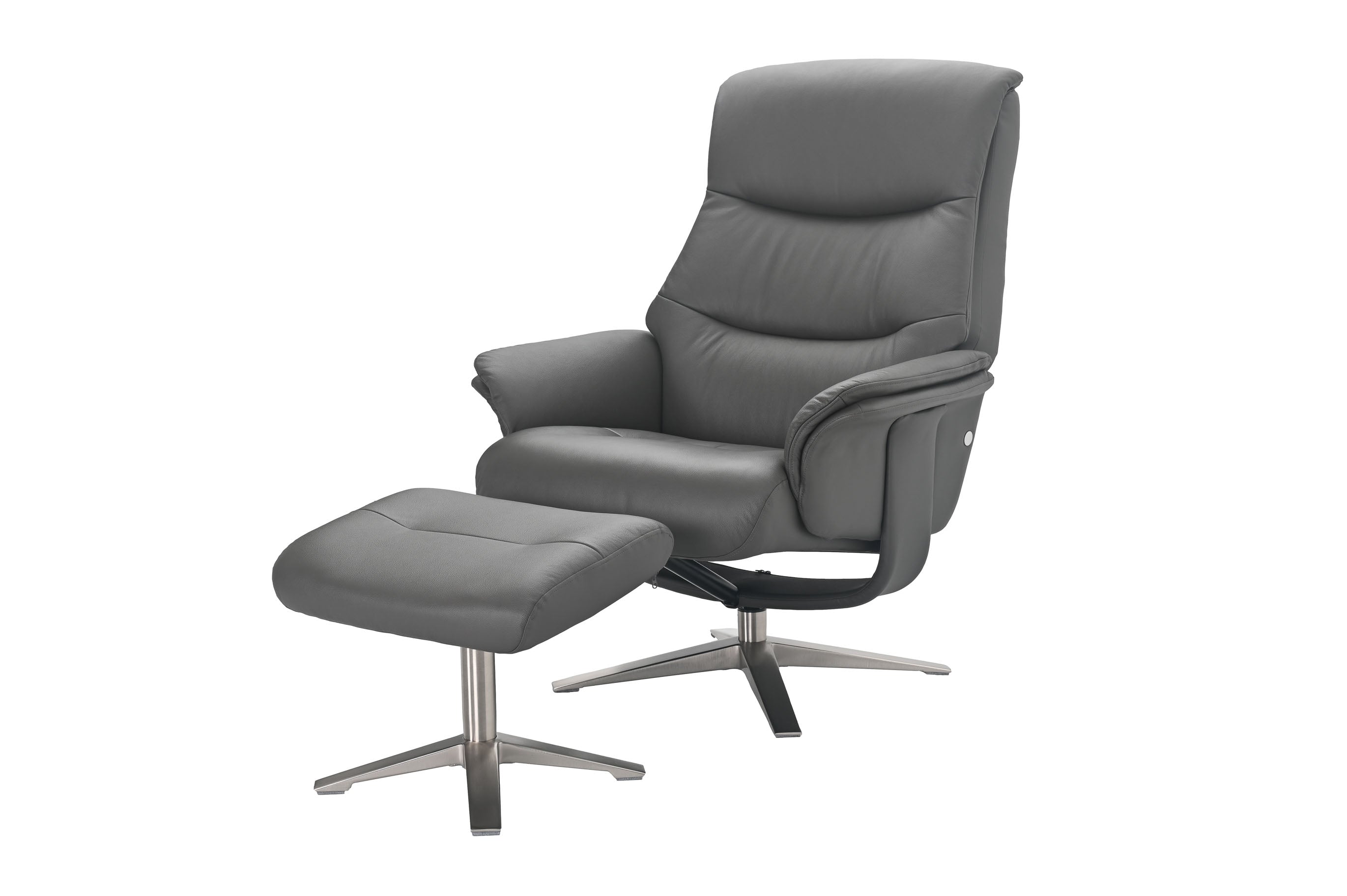GFA Reclining Chair Iron Hudson Leather Manual Recliner Swivel Chair and Foot Stool
