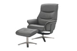 GFA Reclining Chair Iron Hudson Leather Manual Recliner Swivel Chair and Foot Stool