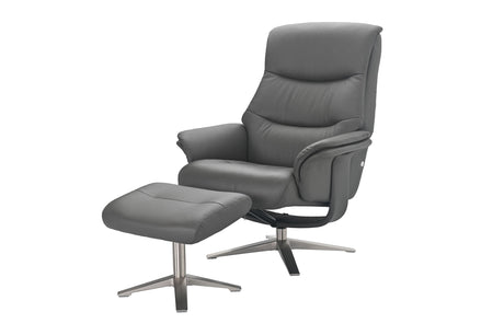 GFA Reclining Chair Iron Hudson Leather Manual Recliner Swivel Chair and Foot Stool