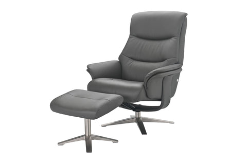 GFA Reclining Chair Iron Hudson Leather Manual Recliner Swivel Chair and Foot Stool