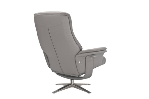 GFA Reclining Chair Platinum Hudson Leather Manual Recliner Swivel Chair and Foot Stool