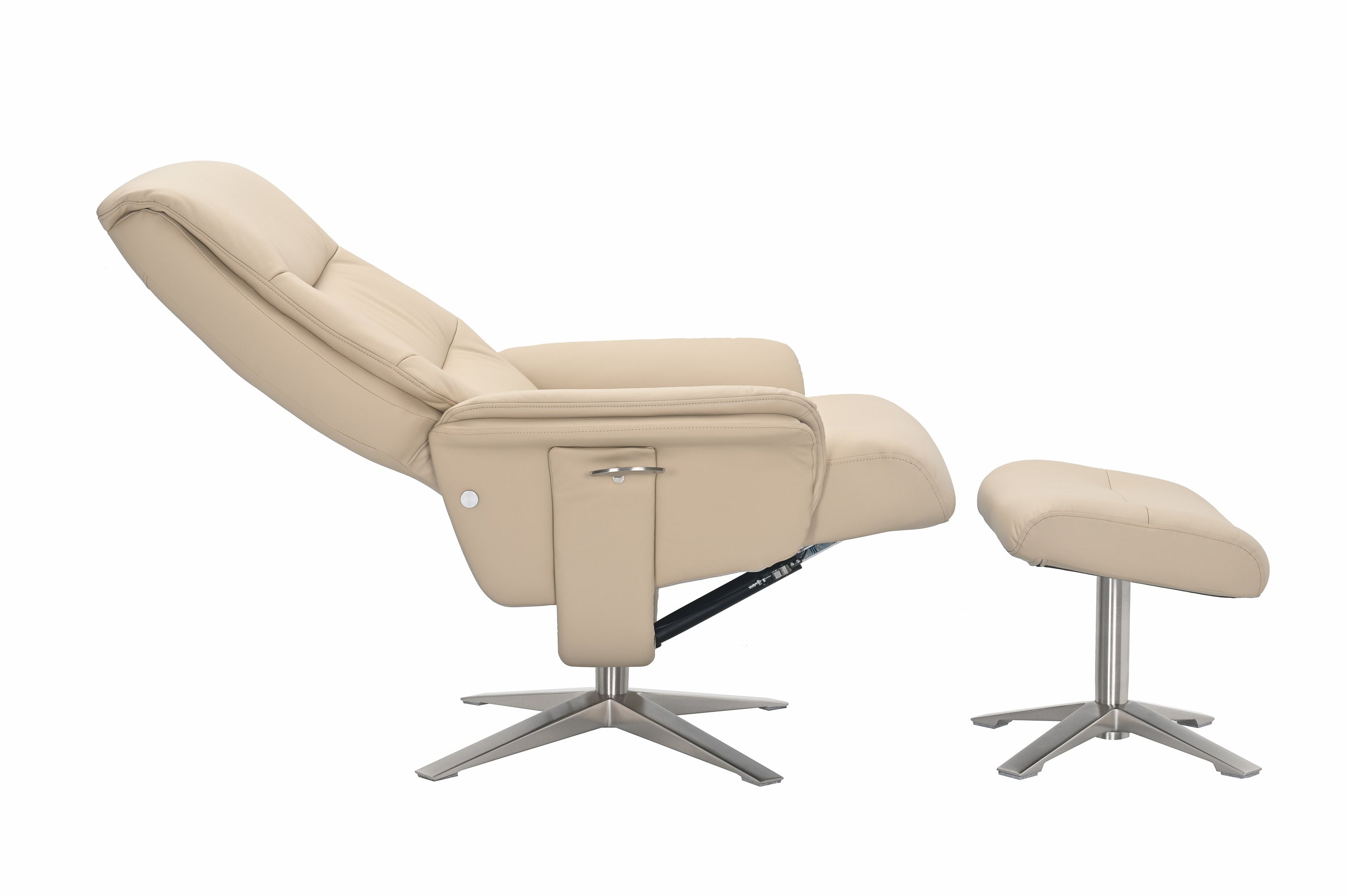 GFA Reclining Chair Hudson Leather Manual Recliner Swivel Chair and Foot Stool