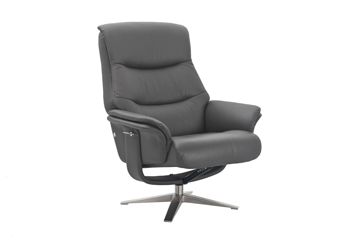 GFA Reclining Chair Hudson Leather Manual Recliner Swivel Chair and Foot Stool
