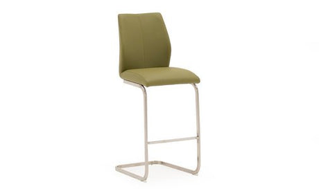Vida Living Bar Chair DefaultTitle Irma Bar Chair Brushed Steel Olive