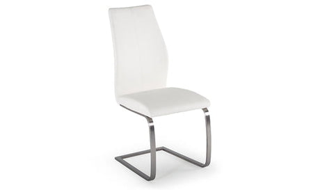 Vida Living Dining Chair Irma White Dining Chair Brushed Steel