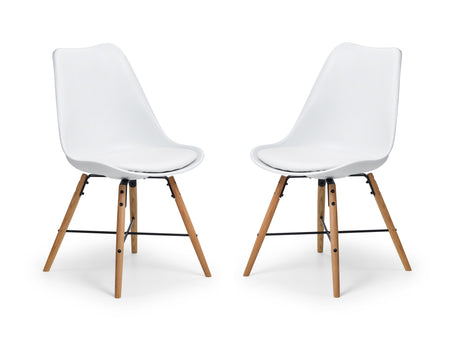 Julian Bowen Dining Chairs Kari Dining Chairs - White Seat & Oak Legs - Sold in pairs