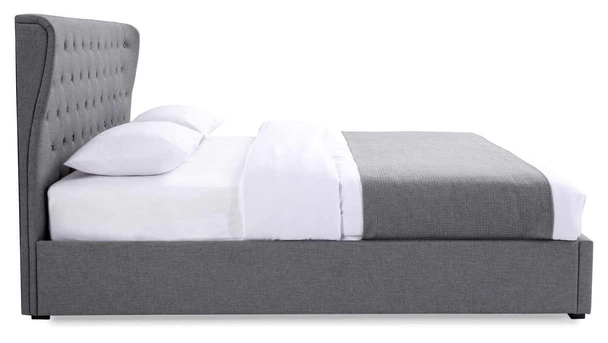 Kyoto Bed Kensington Grey Ottoman Bed & Buttoned Headboard