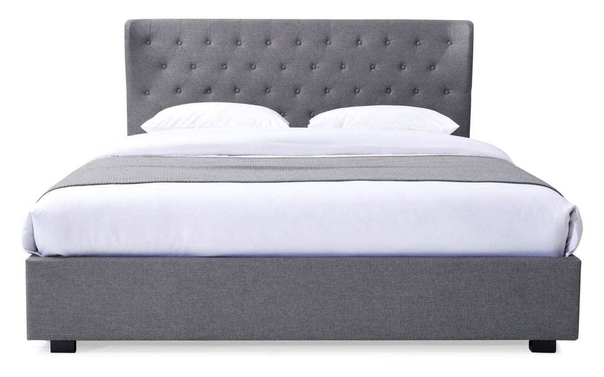 Kyoto Bed Kensington Grey Ottoman Bed & Buttoned Headboard