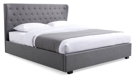 Kensington Grey Ottoman Bed & Buttoned Headboard