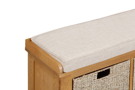 Your Home Style Hall Bench Kingston Oak Hall Bench with Baskets