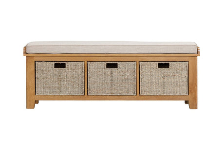 Your Home Style Hall Bench Kingston Oak Hall Bench with Baskets