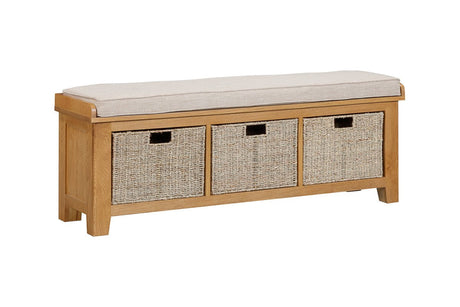 Your Home Style Hall Bench Kingston Oak Hall Bench with Baskets