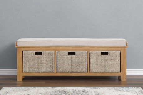 Your Home Style Hall Bench Kingston Oak Hall Bench with Baskets