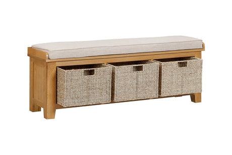 Your Home Style Hall Bench Kingston Oak Hall Bench with Baskets