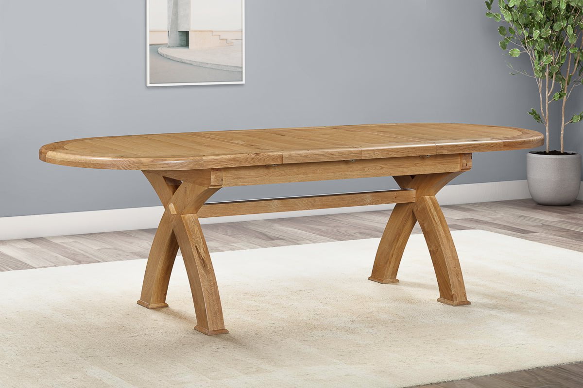 Your Home Style Dining Table Kingston Oak Oval Cross Leg Extending 176/256 Table