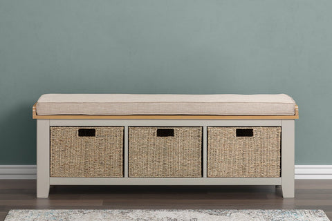 Kingston Painted Hall Bench with Baskets