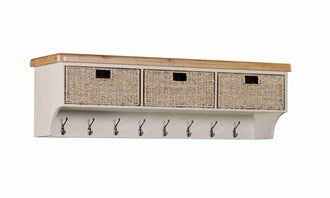 Your Home Style Hall Shelf Kingston Painted Wall Shelf with Hooks & Baskets