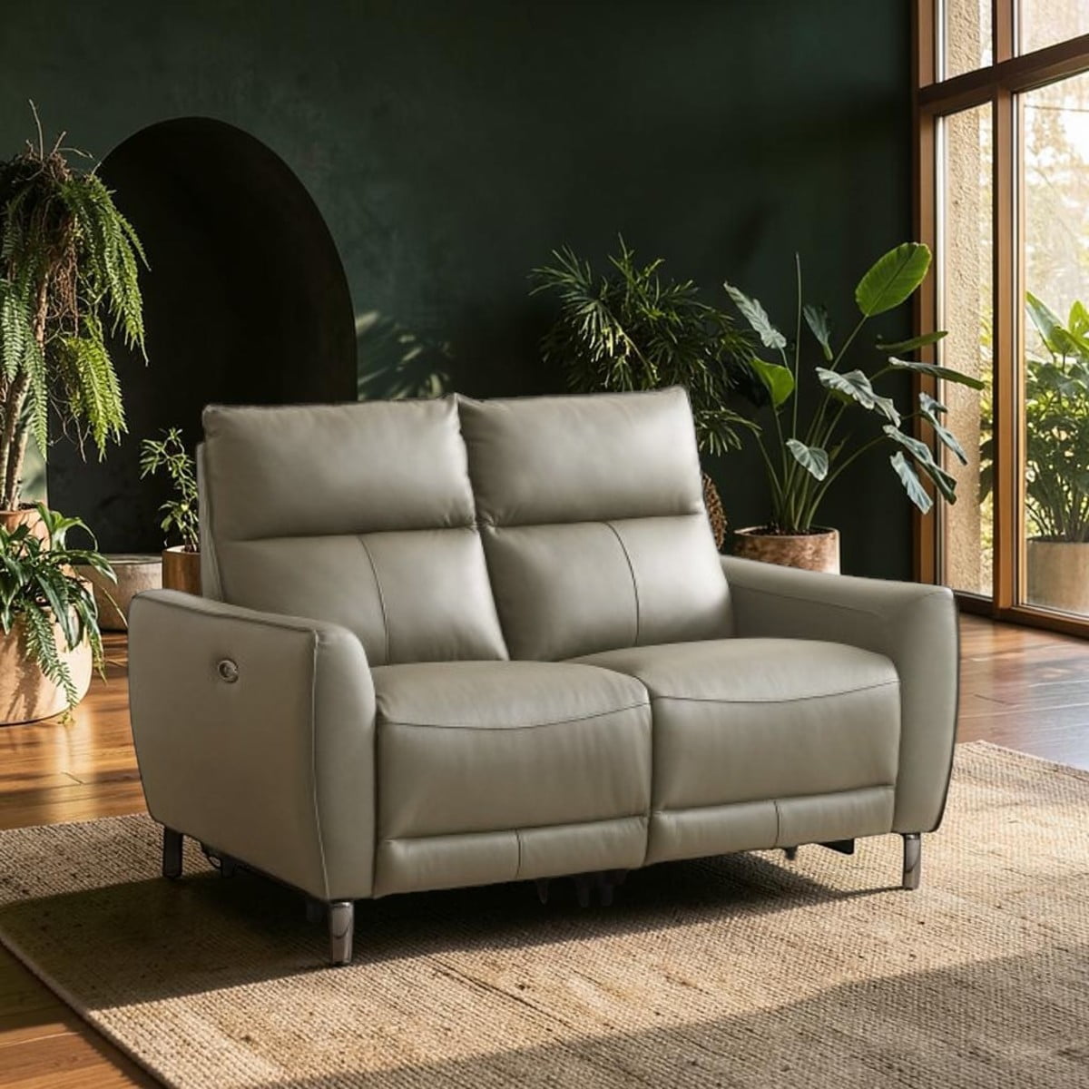 Your Home Furniture of Newark Kyoto Brooke 2 Seater Electric Recliner Sofa in Taupe Leather