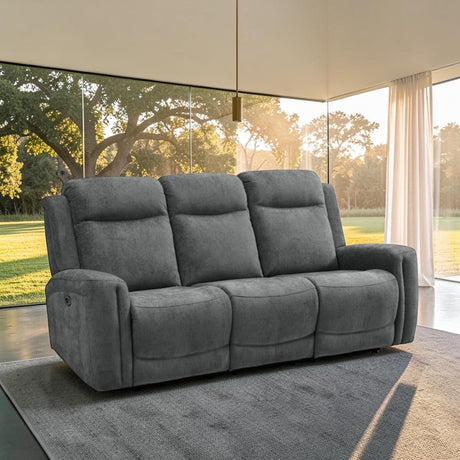Your Home Furniture of Newark Kyoto Henley 3 Seater Electric Recliner Sofa in Grey Chenille