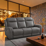 Kyoto Reclining Sofas Kyoto Henley 3 Seater Electric Recliner Sofa in Grey Leather