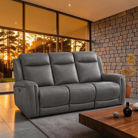 Kyoto Reclining Sofas Kyoto Henley 3 Seater Electric Recliner Sofa in Grey Leather
