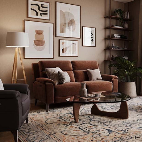 La-Z-Boy suite in brown fabric and leather