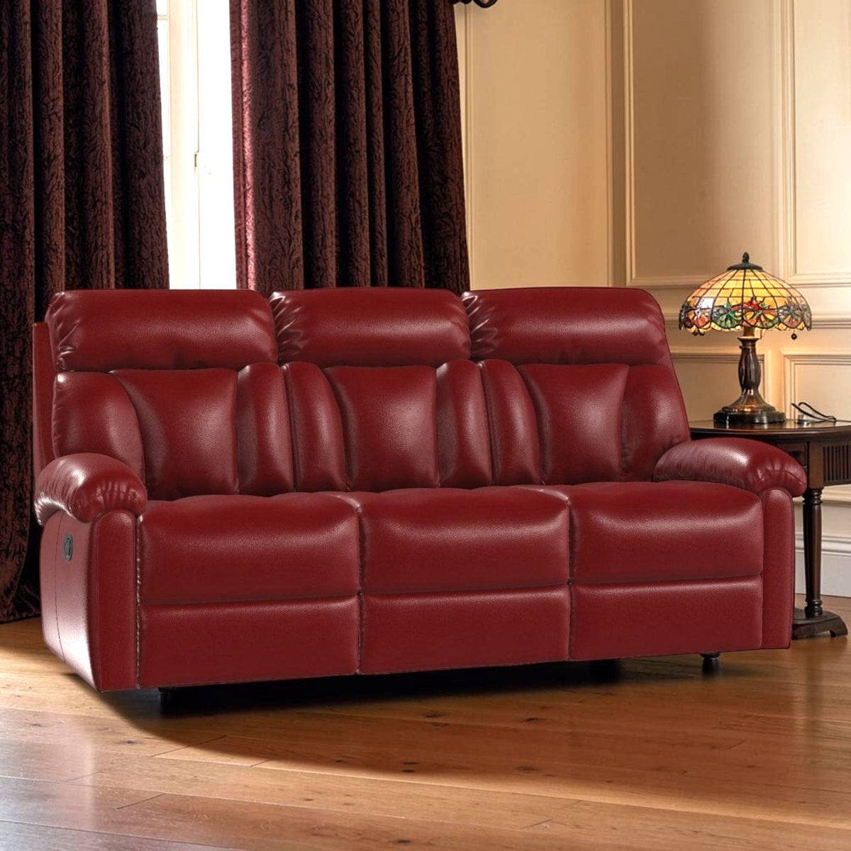 La-Z-Boy 3 Seater Sofa La-Z-Boy - Georgina 3 Seater Power Recliner Sofa Mezzo Bordeaux Leather