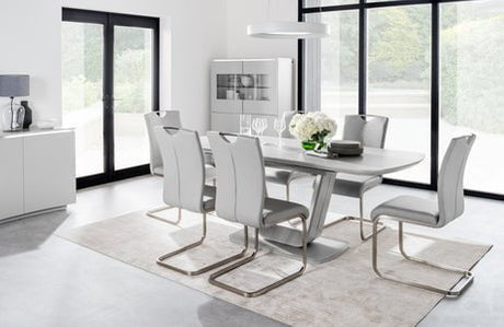 Vida Living Dining Table Extending Lazzaro Light Grey Extending Dining Table 120 to 160cm