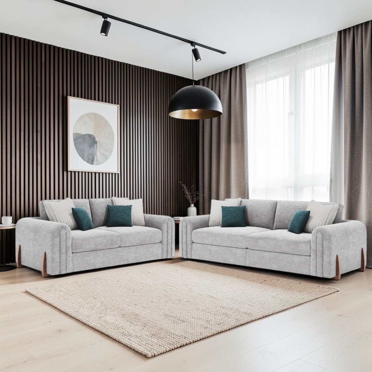Lebus Charlie 2 seater modern fabric sofa styled in a contemporary UK living room
