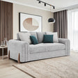 Lebus Charlie 2 seater sofa in silver fabric with walnut feet finish