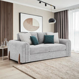 Lebus Charlie 2 seater sofa in silver fabric with walnut feet finish