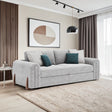 Lebus Charlie 3 seater sofa in silver fabric with walnut feet