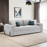 Lebus Charlie 4 seater sofa in silver fabric with walnut feet