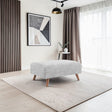 Lebus Charlie fabric footstool in silver fabric with walnut feet