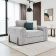Lebus Charlie love chair in silver fabric with walnut feet